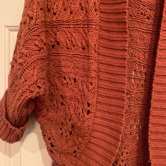 Rust Open-Knit Cardigan - Picture 8 of 9